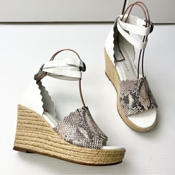 Matisse Espadrille Sandals womens size 8 Roma Snakeskin Wedge ankle strap - Picture 1 of 10